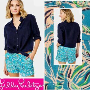 Lilly Pulitzer Callahan Knit Short Turquoise Oasis Sz 16 BNWT